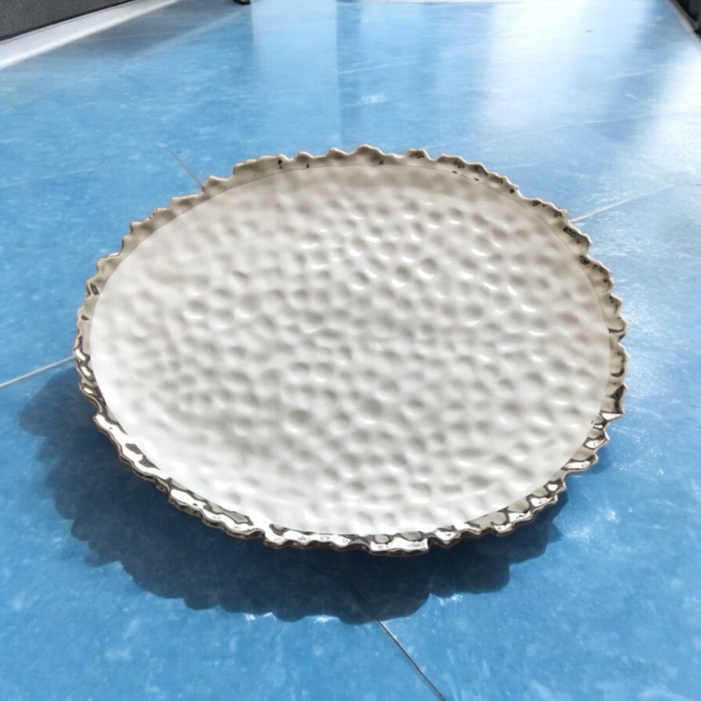 Elegant white and silver Textured decorative Plate